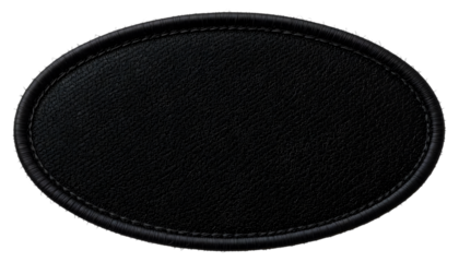 Blank Black Clothing Patch with Textured Surface and Sturdy Embroidered Border – Isolated on Transparent Background for Apparel Design and Branding Mockups