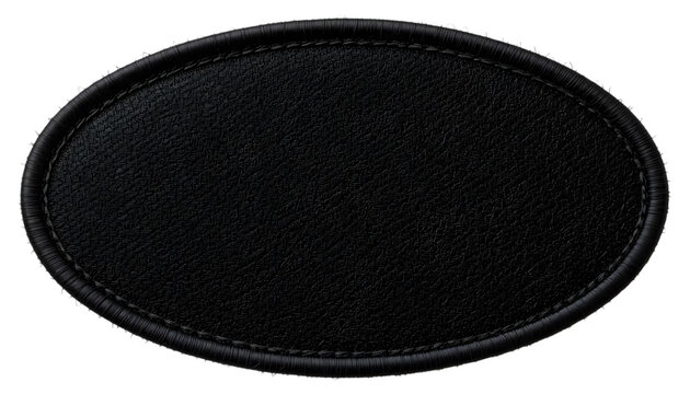 Blank Black Clothing Patch with Textured Surface and Sturdy Embroidered Border – Isolated on Transparent Background for Apparel Design and Branding Mockups