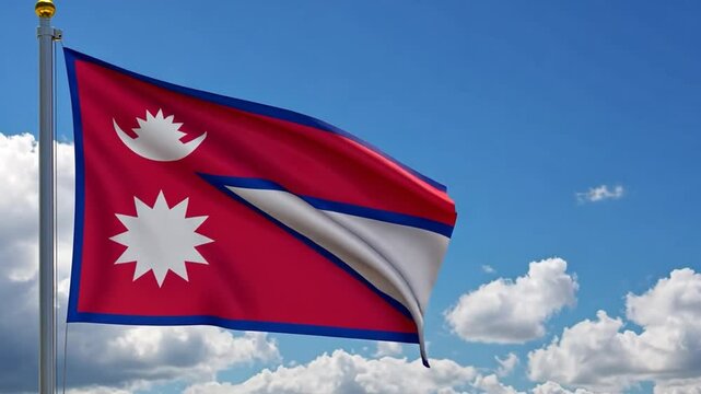 The Majestic Nepali Flag Fluttering in the Sky