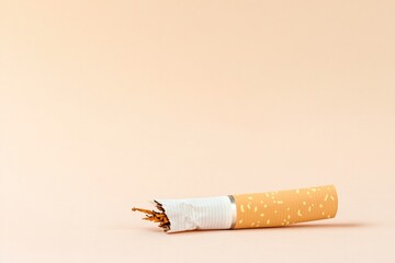 artistic image of broken cigarette lying on neutral background symbolizes triumph over addiction and harmful habits