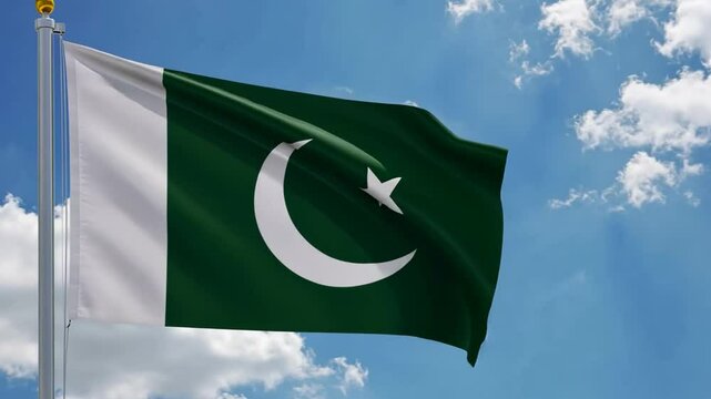 Pakistan Flag Waving in the Sky