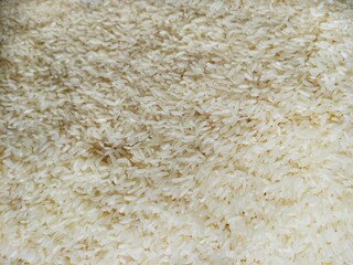Top View of Uncooked White Rice Grains