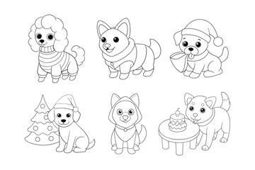 Christmas Dog Coloring Book  