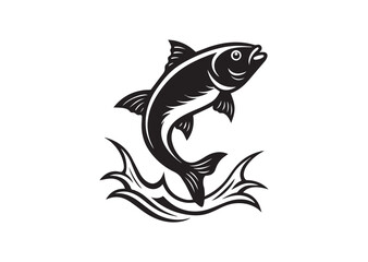Fish jumping silhouette Vector