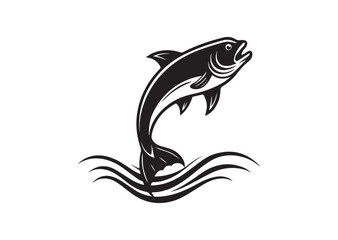 Naklejka premium Fish jumping silhouette Vector