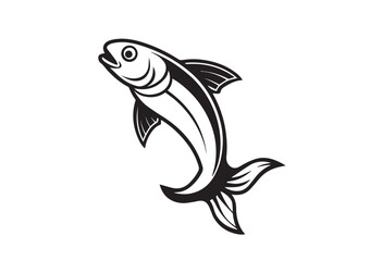 Fish jumping silhouette Vector