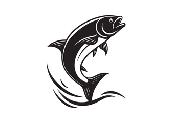 Fish jumping silhouette Vector