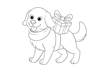 Christmas Dog Coloring Book  