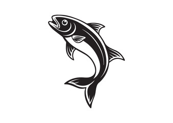 Fish jumping silhouette Vector