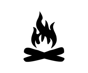 Campfire symbol bonfire icon. Black and white duo tone fire flames vector design and illustration.

