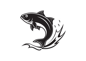 Fototapeta premium Fish jumping silhouette Vector