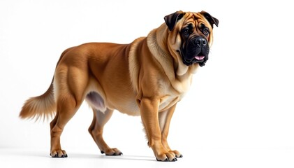 Fototapeta premium Majestic Mastiff, powerful stance, white background, head, dog, white background