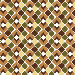Elegant Geometric Pattern of Diamonds and Curves in Earthy Tones