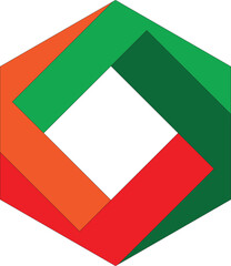  Abstract Geometric Logo - Hexagon with Overlapping Colored Shapes