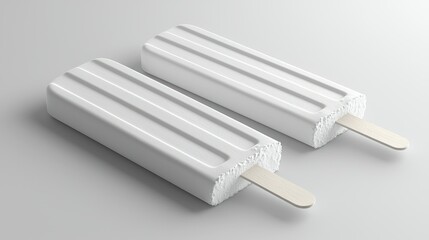 Two White Popsicles on a Light Gray Background