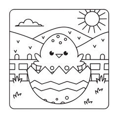 Obraz premium Easter, Easter Coloring Book, Easter Coloring Pages, Bold & Easy Coloring Page, Black & White Design, easter bunny coloring page, easter egg coloring page, easter collection easter Vector illustration