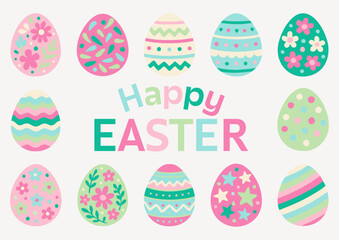 Easter Eggs Vector Pattern for Decoration in Pastel Colors
