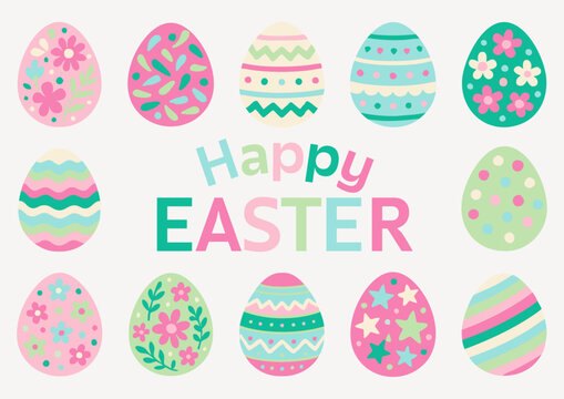 Easter Eggs Vector Pattern for Decoration in Pastel Colors