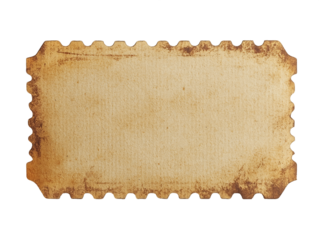 Aged Rectangular Paper Texture with Scalloped Edges, PNG