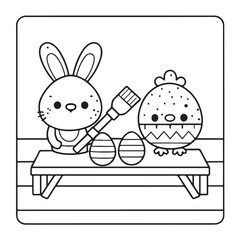 Easter, Easter Coloring Book, Easter Coloring Pages, Bold & Easy Coloring Page, Black & White Design, easter bunny coloring page, easter egg coloring page, easter collection easter Vector illustration