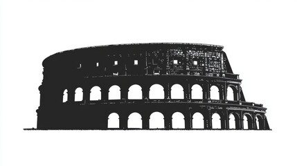 Naklejka premium Roman colosseum silhouette with architectural detail for historical design and art projects