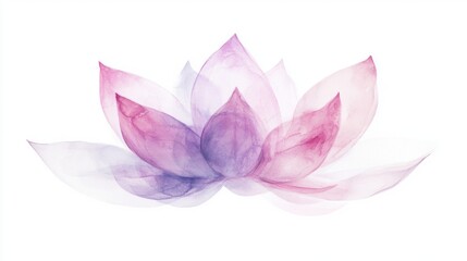 Watercolor lotus flower in soft pink and purple hues for tranquil decor design