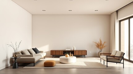 Fototapeta premium Interior design of a modern living room with furniture display