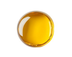 Amber Liquid Droplet on Transparent Background, PNG