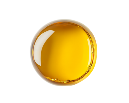 Amber Liquid Droplet on Transparent Background, PNG