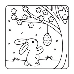 Easter, Easter Coloring Book, Easter Coloring Pages, Bold & Easy Coloring Page, Black & White Design, easter bunny coloring page, easter egg coloring page, easter collection easter Vector illustration