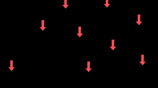 Down arrow moving loop animation. animated bouncing slide to down arrow on black background. directional swipe arrow, abstract moving arrow pointing to downwards . up to down Arrow signal animation.