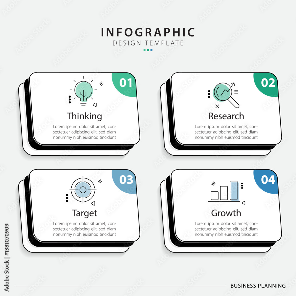 Poster infographic template. 4 step timeline journey, flat simple infographics design template. presentatio