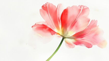 Fototapeta premium Delicate pink watercolor flower on white background for art and design