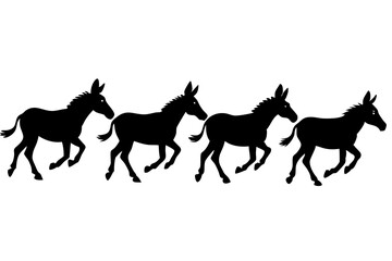 set of Donkey silhouette vector illustration