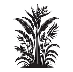 Black Plants Icons Set. Vector Illustration.
