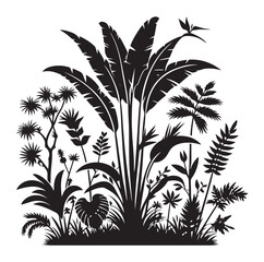Black Plants Icons Set. Vector Illustration.