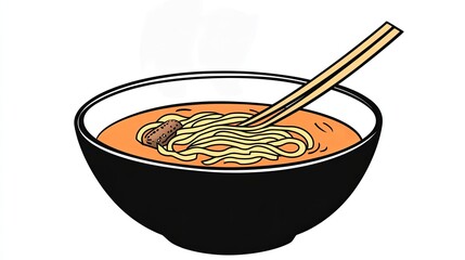 A steaming bowl of ramen with chopsticks resting on the edge pic