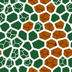 Tessellated Pattern of Green and Brown Polygons with White Outlines