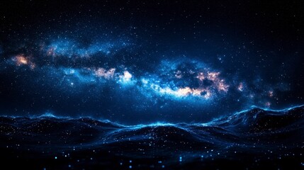 Obraz premium Starry ocean waves, milkyway cosmos glows