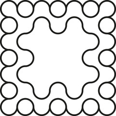 Merged circles forming an abstract and fluid frame with smooth contours.