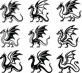 Obraz premium Majestic Dragon Silhouette Vector Art