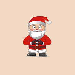 Santa Claus with hands forming a heart. expressing love and happiness.for Merry Christmas, greetings, party, advertisement and design concept. Vector illustration