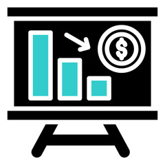 Depreciation Icon Financial Projection and Management Glyph Dual Tone Design Vector Concept