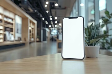 A modern mobile phone displaying a blank white screen