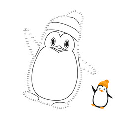 Children s game coloring book. We draw a penguin from point to point.