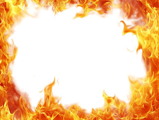 Fiery Orange And Yellow Flames Frame With Transparent Background, PNG