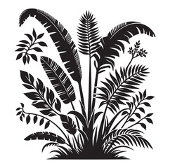 Black Plants Icons Set. Vector Illustration.
