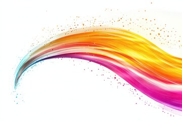 Abstract colorful streaks of light resembling a comet tail isolate on white background