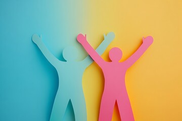 Fototapeta premium Colorful Teamwork Diverse People Celebrating Success