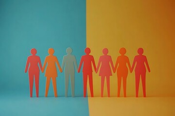 Colorful Teamwork Figures Holding Hands